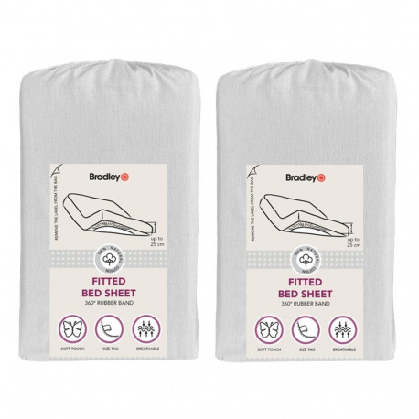 Bradley kummiga voodilina, 90 x 200 x 25 cm, tekstiilist kotis, helehall, 2 tükki