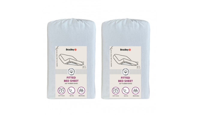 Bradley kummiga voodilina, 120 x 200 x 25 cm, tekstiilist kotis, tuhksinine, 2 tükki