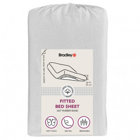 Bradley kummiga voodilina, 180 x 200 x 25 cm, tekstiilist kotis, helehall