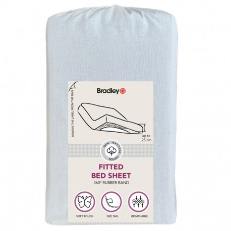 Bradley kummiga voodilina, 90 x 200 x 25 cm, tekstiilist kotis, tuhksinine