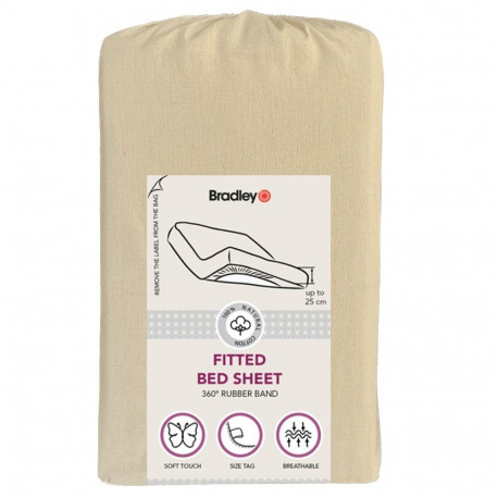 Bradley kummiga voodilina, 90 x 200 x 25 cm, tekstiilist kotis, kreem