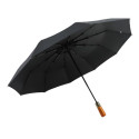 Automatic foldable umbrella with wood handle 10-ribs XXL 115 cm black