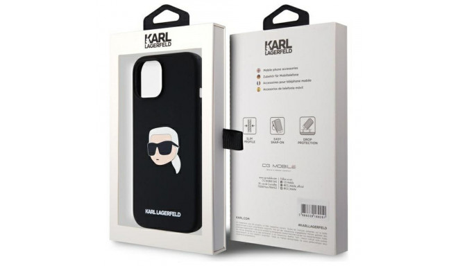 KARL LAGERFELD case for IPHONE 15 compatible with MagSafe KLHMP15SSKHPPLK (SIL KL Head Print) black
