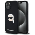 KARL LAGERFELD case for IPHONE 15 compatible with MagSafe KLHMP15SSKHPPLK (SIL KL Head Print) black