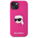 KARL LAGERFELD case for IPHONE 15 compatible with MagSafe KLHMP15SSKHPPLF (SIL KL Head Print) fuschi