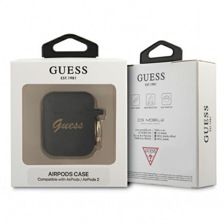Guess GUA2SSSK AirPods cover black Silicone Vintage Script