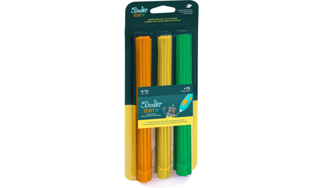 3Doodler 3D-pliiatsi täiteplastik Start+ 75tk, oranž/kollane/roheline