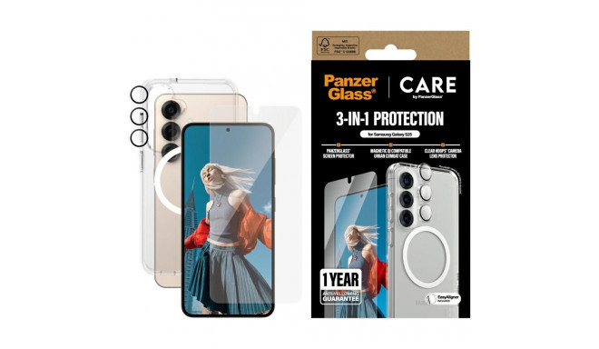 CARE by PanzerGlass Flagship 3in1 Case + Glass + Lens Protective Kit for Samsung Galaxy S25