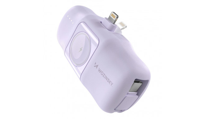 Wozinsky WF16-YLS 5000mAh 15W Lightning Mini Power Bank with Built-in USB-C Cable and Apple Watch Ch