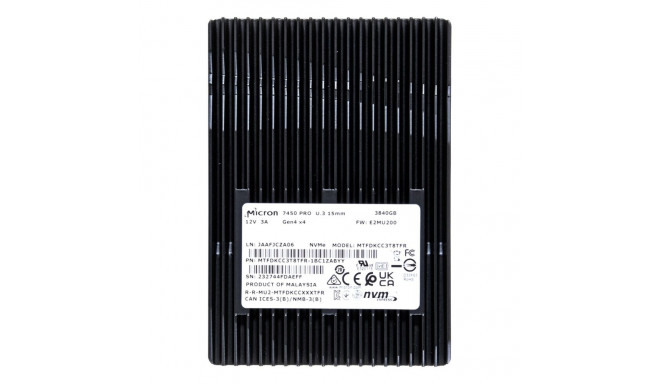 Solid State Drive (ssd) - Micron 7450 Pro 3.84tb U.3 NVMe Pci Mtfdkcc3