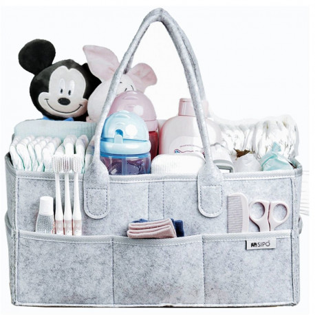 SIPO Felt Diaper Caddy Bag for Baby Accessories Grey OF001