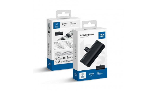 Powerbank Blue Star 5000 mAh with built-in connector USB C 2,1A W0556 black