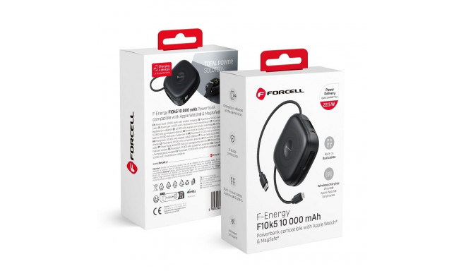 FORCELL F-ENERGY F10K5 powerbank compatible with MagSafe PD3.1 QC3.0 3A 22,5W 10000 mAh black