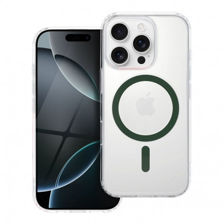 Case for iPhone 16 PLUS Drop Glue Colorful Ring Mag Cover compatible with MagSafe dark green