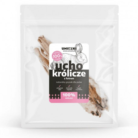 UNISZKI Rabbit ear with fur - treat for dogs - 2 pieces