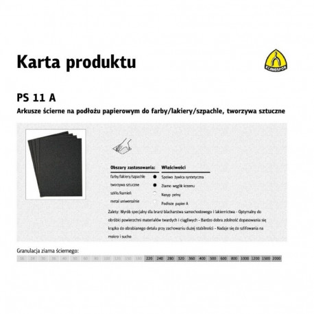 KLINGSPOR PAPIER ŚCIERNY WODNY P 400  PS11A/50szt .