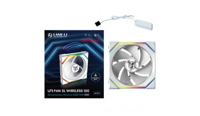Lian Li UNI FAN SL Juhtmevaba ARGB PWM Ventilaator - Pööratud Labaga, 120 mm, Valge
