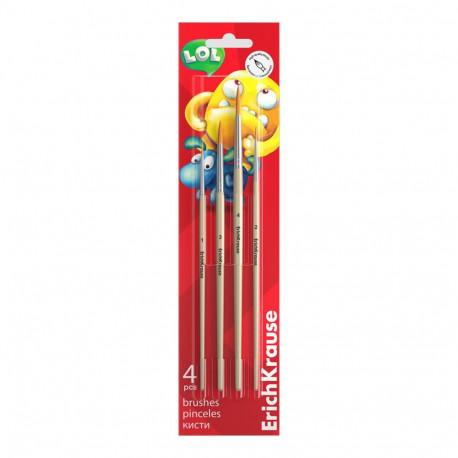 Brushes ERICH KRAUSE Jolly Friends for watercolours and gouache, synthetic, 4 pcs.