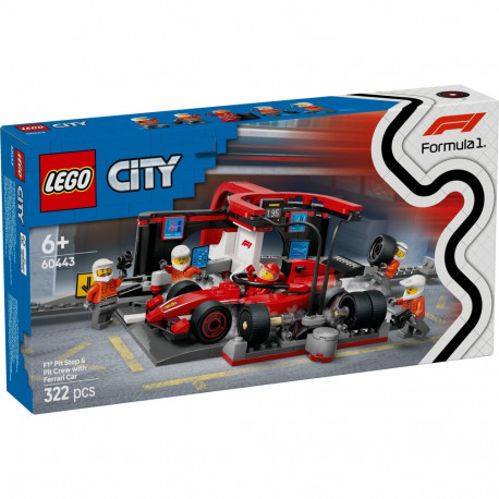 LEGO City F1 boksipeatus ja boksimeeskond Ferrari autoga