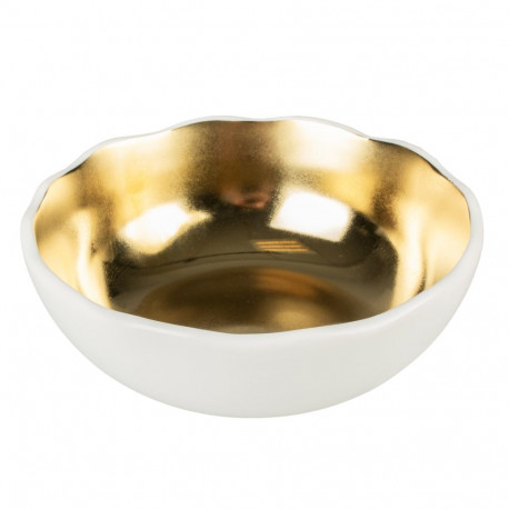 Bowl, ceramic, S - 0.2 l/ 12x12x4 cm, stone organic white/gold