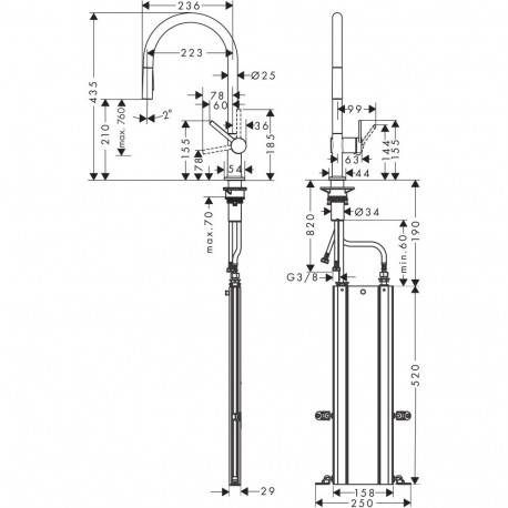 Hansgrohe Talis M54 72801670 köögisegisti väljatõmmatava voolikuga (matt must)