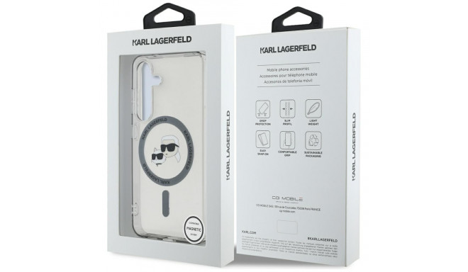 Case Karl Lagerfeld Button Karl & Choupette Heads trükitud logoga MagSafe Samsung Galaxy S25 must