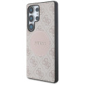 Guess 4G Round Patch Classic Logo MagSafe Case for Samsung Galaxy S25 Ultra Pink
