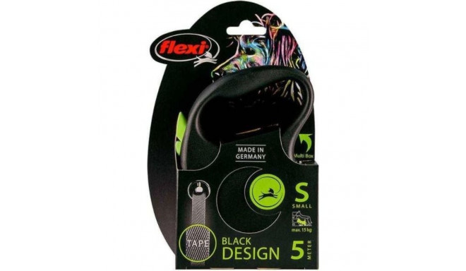 Flexi Automatic Leash Black Design S 5 m tape, green