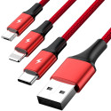 USB Cable Unitek USB-A - USB-C + microUSB + Lightning 1.2 m Red (C4049RD)