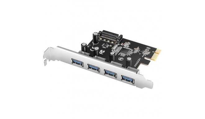 AXAGON PCEU-430RS PCIe card - 4x USB 5Gbps port, SATA power, Renesas PD720201, SP