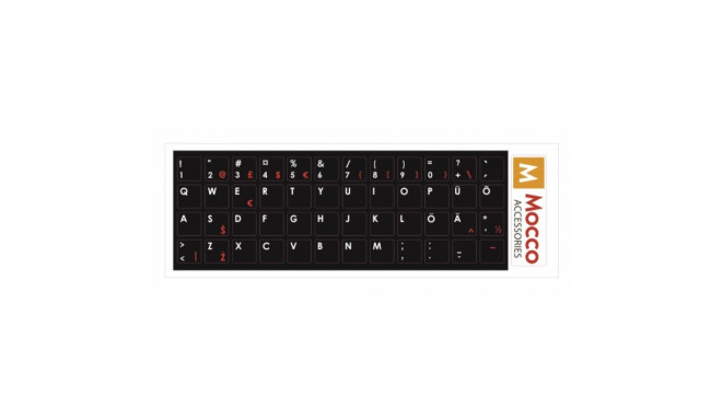 Mocco Keyboard stickers waterproof Black/Red ENG / EE