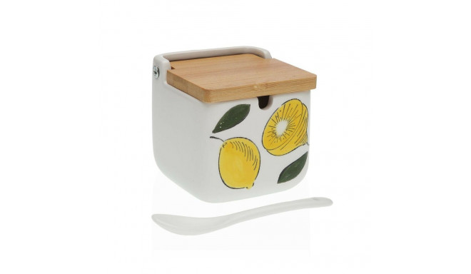 Sugar Bowl Versa Ceramic Bamboo Porcelain Dolomite 8 x 8 x 8 cm Lemon