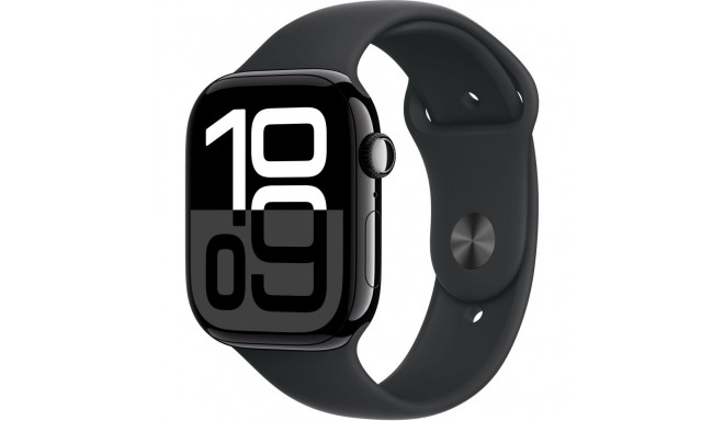 "APPLE Watch Series 10 GPS + Cellular 46mm Jet Black Aluminium Case with Black Sport Band - S/M"