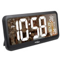 Large Digital Clock Wall Mount Free Standing with Temperature Sensor 37x17cm LCD Display Power Adapt