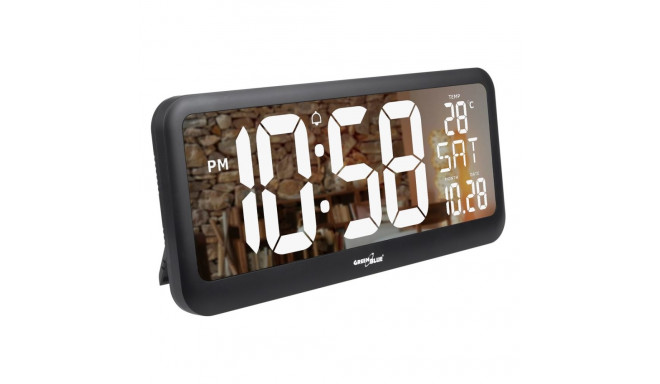 Large Digital Clock Wall Mount Free Standing with Temperature Sensor 37x17cm LCD Display Power Adapt