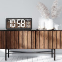 Large Digital Clock Wall Mount Free Standing with Temperature Sensor 37x17cm LCD Display Power Adapt