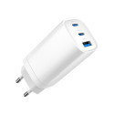 Gembird TA-UC-PDQC65-01-W 3-port 65 W GaN USB PowerDelivery fast charger, white