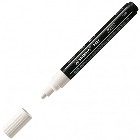 Marker permanent STABILO FREE Acrylic T300, valge, 2-3mm