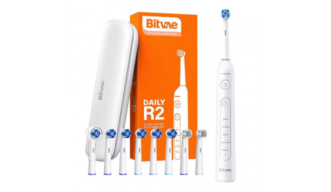 Rotary toothbrush with tips set and travel case Bitvae R2 (white)