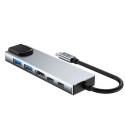 TECH-PROTECT HB02 HUB ADAPTER 6IN1 TYPE-C + USB2.0 + USB3.0 + HDMI 4K 30HZ + RJ45 + PD100W SPACE GRE