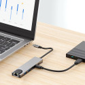 TECH-PROTECT HB02 HUB ADAPTER 6IN1 TYPE-C + USB2.0 + USB3.0 + HDMI 4K 30HZ + RJ45 + PD100W SPACE GRE