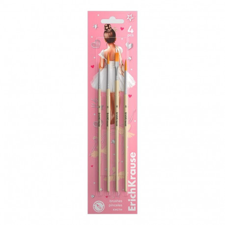 Brushes ERICH KRAUSE for watercolour and gouache Pointes, synthetic, 4 pcs.
