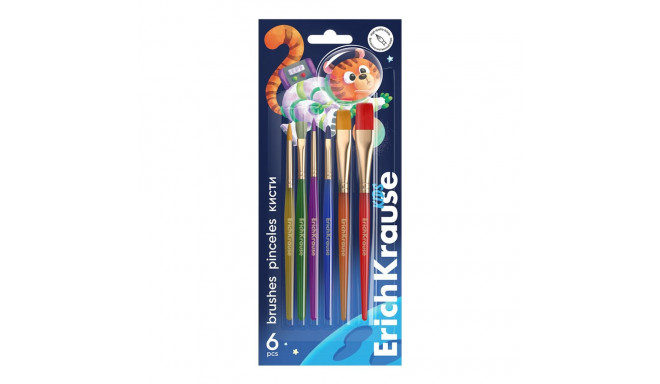 Brushes ERICH KRAUSE Kids Space Animals for Creativity, synthetic, 6 pcs.