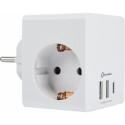 Electraline 55085 Cube 3-way Adaptor with USB Charger