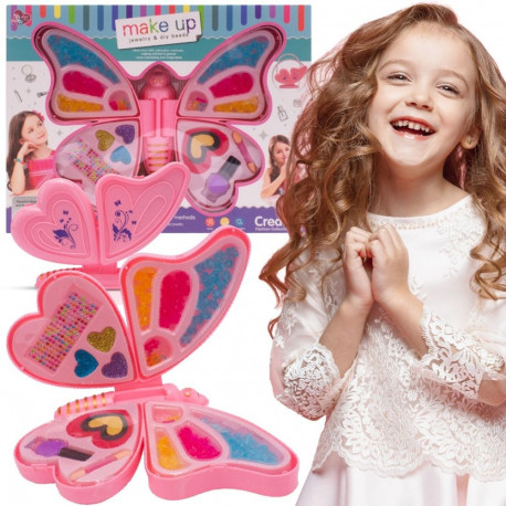 Loominguline ehete valmistamise komplekt Motyl 4 käevõrudele ja kaelakeedele helmeste ja meigiga