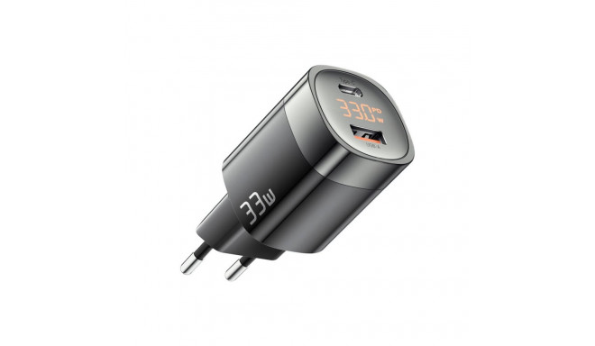 Wall charger, Essager, ECTCA-LYB01-Z, GaN, USB-A, USB-C, 33W (black)