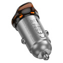 HOCO car charger USB A + Type C + cable Type C to Lightning PD QC3.0 43W NZ16A metal gray