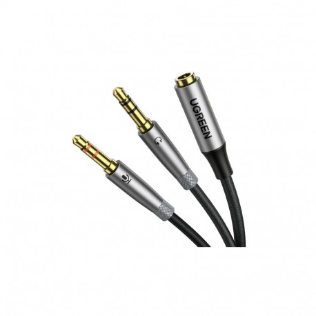 AUX splitter cable 3.5 mm mini jack (female) - 2x 3.5 mm mini jack silver