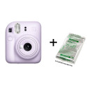 Instant Camera Fujifilm Instax Mini 12 (Lavender Purple) + 10 Fujifilm Instax Mini Film (Glossy) (Co