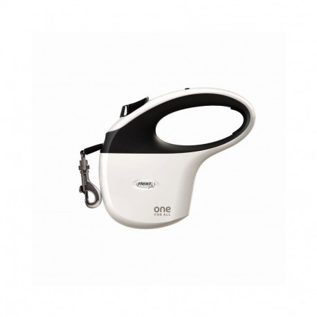 Pet Leash - FLEXI One for All Automatic Dog Leash 5m for Dogs up to 30kg - White/Black